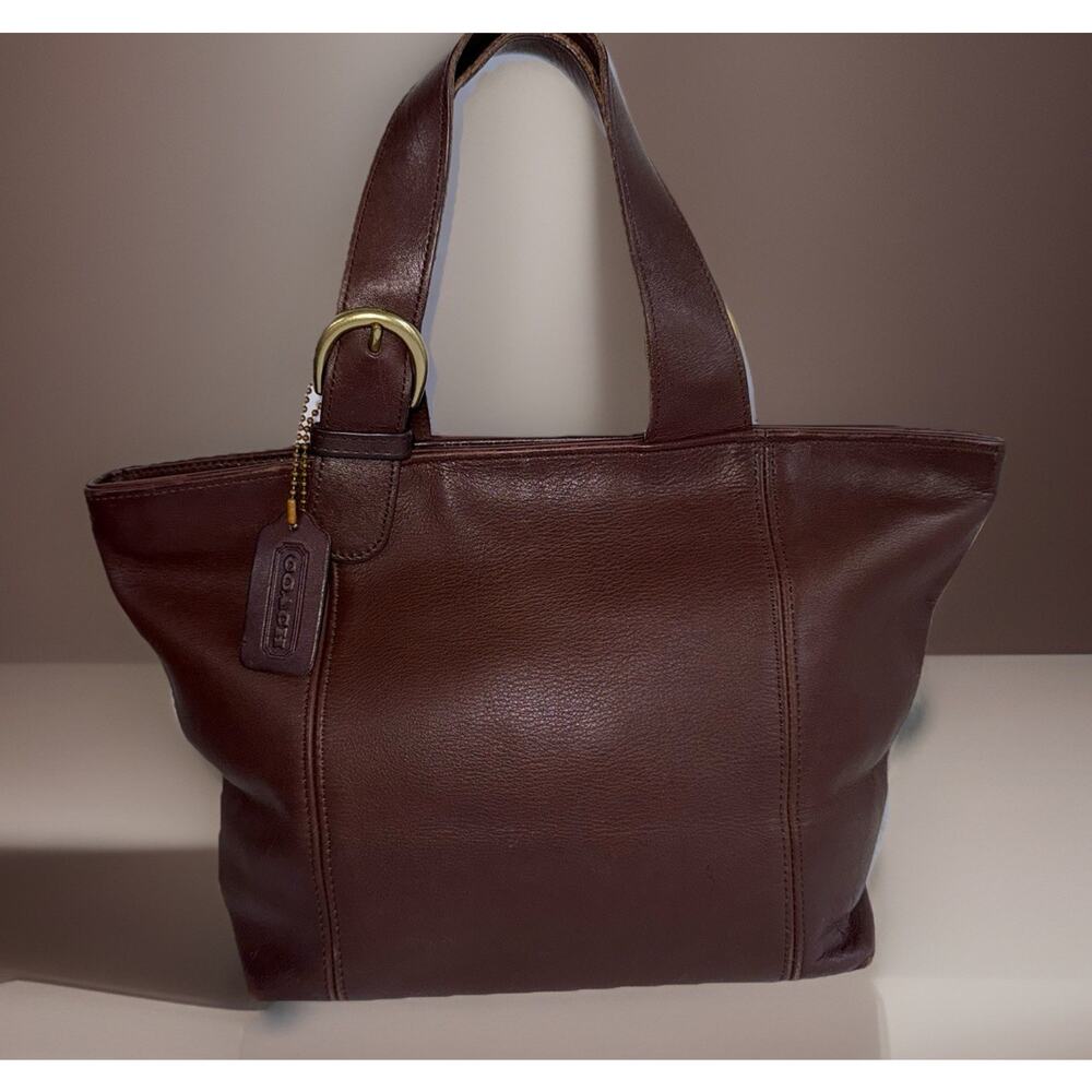 Vintage Coach Mini Tote Dark Brown Leather Preppy Y2K Double Top Handle 10x7x7